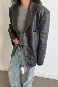Cracked Vegan Leather Jacket, Black Outerwear MODU Atelier 