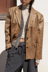 Cracked Vegan Leather Jacket, Brown Outerwear MODU ATELLIER 