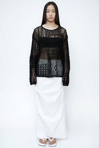 Crochet Oversized Knit, Black Knit Tops MODU Atelier 