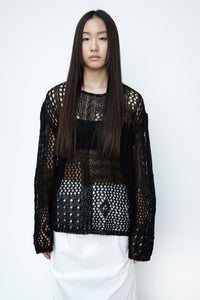 Crochet Oversized Knit, Black Knit Tops MODU Atelier 