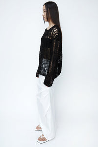 Crochet Oversized Knit, Black Knit Tops MODU Atelier 
