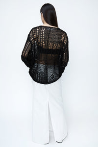 Crochet Oversized Knit, Black Knit Tops MODU Atelier 