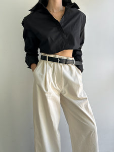 Cropped Shoulder Pad Shirt, Black Shirts & Tops MODU Atelier 