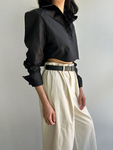 Cropped Shoulder Pad Shirt, Black Shirts & Tops MODU Atelier 