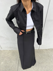 Cropped Shoulder Pad Shirt, Black Shirts & Tops MODU Atelier 