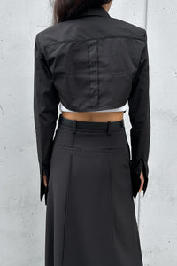 Cropped Shoulder Pad Shirt, Black Shirts & Tops MODU Atelier 