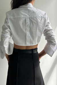 Cropped Shoulder Pad Shirt, White Shirts & Tops MODU Atelier 