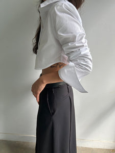 Cropped Shoulder Pad Shirt, White Shirts & Tops MODU Atelier 