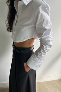 Cropped Shoulder Pad Shirt, White Shirts & Tops MODU Atelier 