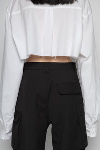 Cropped White Button Up Shirt Shirts & Tops MODU Atelier 