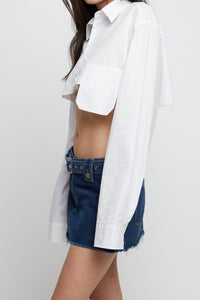 Cropped White Button Up Shirt Shirts & Tops MODU Atelier 