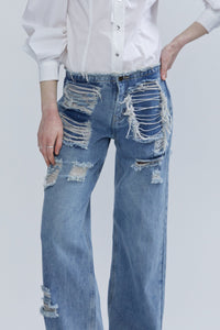 Distressed Faded Denim Jeans Pants MODU Atelier 