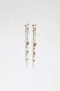 Double Multi Pearl Drop Earring Plated Earrings MODU Atelier 