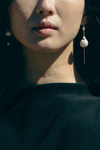 Double Pearl Drop Earring Plated Earrings MODU Atelier 