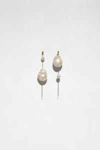 Double Pearl Drop Earring Plated Earrings MODU Atelier 
