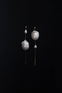 Double Pearl Drop Earring Plated Earrings MODU Atelier 