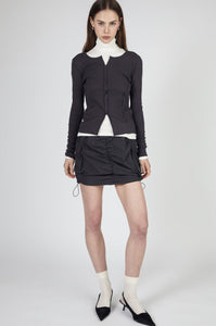 Drawstring Mini Cargo Skirt, Black Mini Skirt MODU Atelier 