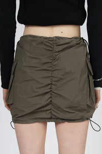 Drawstring Mini Cargo Skirt, Olive Mini Skirt MODU Atelier 