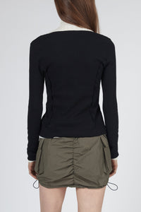 Exposed Seam Knit Top, Black Knit Tops MODU Atelier 