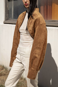 Faux Suede Bolero Mustang Jacket, Camel Outerwear LVIR 