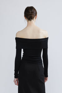 Fitted Off-The-Shoulder Top, Black Shirts & Tops MODU Atelier 