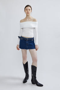 Fitted Off-The-Shoulder Top, White Shirts & Tops MODU Atelier 