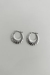 Flat Ribbed Hoop Earring Sterling Silver Earrings MODU Atelier 