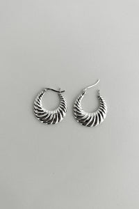 Flat Ribbed Hoop Earring Sterling Silver Earrings MODU Atelier 