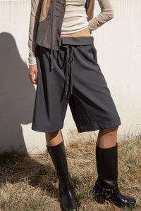 Fold-Over Waist Shorts, Grey Pants MODU Atelier 