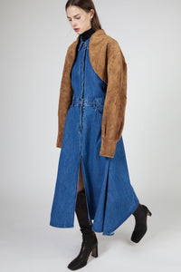 Front Slit Denim Midi Dress, Blue Dresses MODU Atelier 