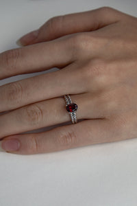 Garnet Oval Ring Sterling Silver Ring MODU Atelier 