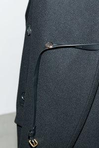 Giverny Twill Belt Detail Double Breasted Coat, Black RECTO 