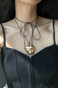 Gold Puffed Heart String Necklace Plated Necklace MODU Atelier 