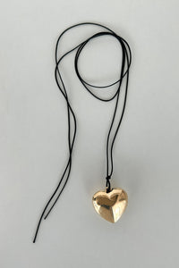 Gold Puffed Heart String Necklace Plated Necklace MODU Atelier 
