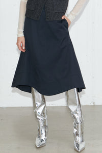 Grasse Twill Signature-Line Flare Skirt Midi Skirt RECTO 