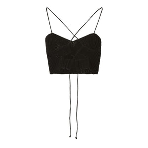 Handmade Cotton Knit Bustier, Black Shirts & Tops LVIR 