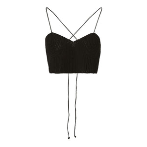 Handmade Cotton Knit Bustier, Black Shirts & Tops LVIR 