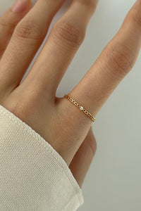 Heart Band with Single Cubic Ring Gold Plated Sterling Silver Ring MODU Atelier 