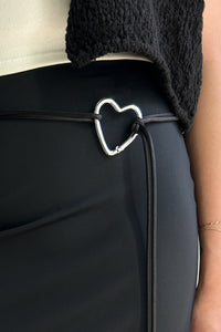 Heart Buckle Knotted Belt, Black Other Accessories MODU Atelier 