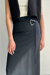 Heart Buckle Knotted Belt, Black Other Accessories MODU Atelier 