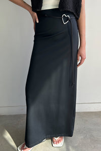 Heart Buckle Knotted Belt, Black Other Accessories MODU Atelier 