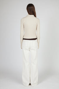 Heart Buttoned Ribbed Cardigan, Beige Knit Tops MODU Atelier 