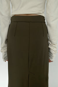 Jersey Maxi Skirt, Khaki Maxi Skirt Gateless 
