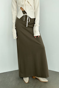 Jersey Maxi Skirt, Khaki Maxi Skirt Gateless 