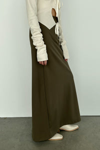 Jersey Maxi Skirt, Khaki Maxi Skirt Gateless 