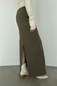 Jersey Maxi Skirt, Khaki Maxi Skirt Gateless 
