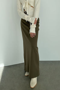 Jersey Maxi Skirt, Khaki Maxi Skirt Gateless 