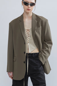 Laced Up Bustier Top, Beige Shirts & Tops MODU Atelier 