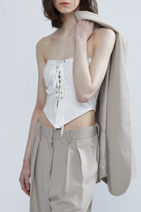 Laced Up Bustier Top, Cream Shirts & Tops MODU Atelier 