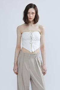 Laced Up Bustier Top, Cream Shirts & Tops MODU Atelier 